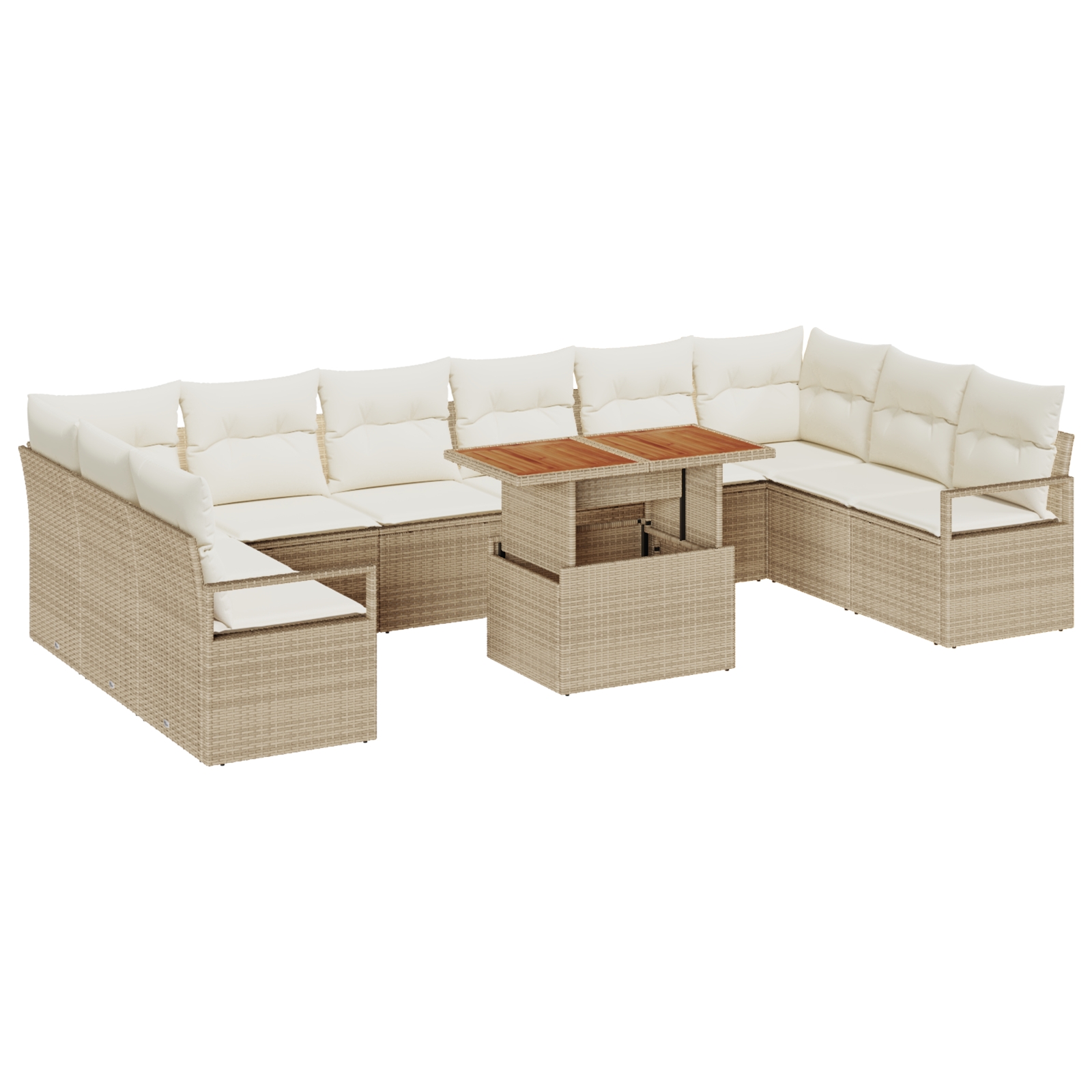 3358500 2 Set de canapele pentru grădină 11 pcs Bej Rattan poli Set de canapele pentru grădină 11 pcs Bej Rattan poli - imagine 2
