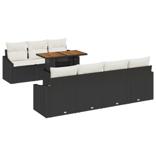 3358532 2 Set de canapele pentru grădină 8 pcs Negru Rattan poli 3358532 2