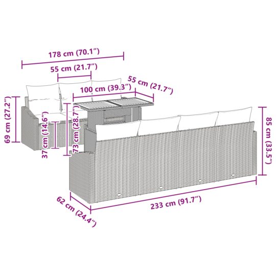 3358533 13 Set de canapele pentru grădină 8 pcs Gri Rattan poli 3358533 13