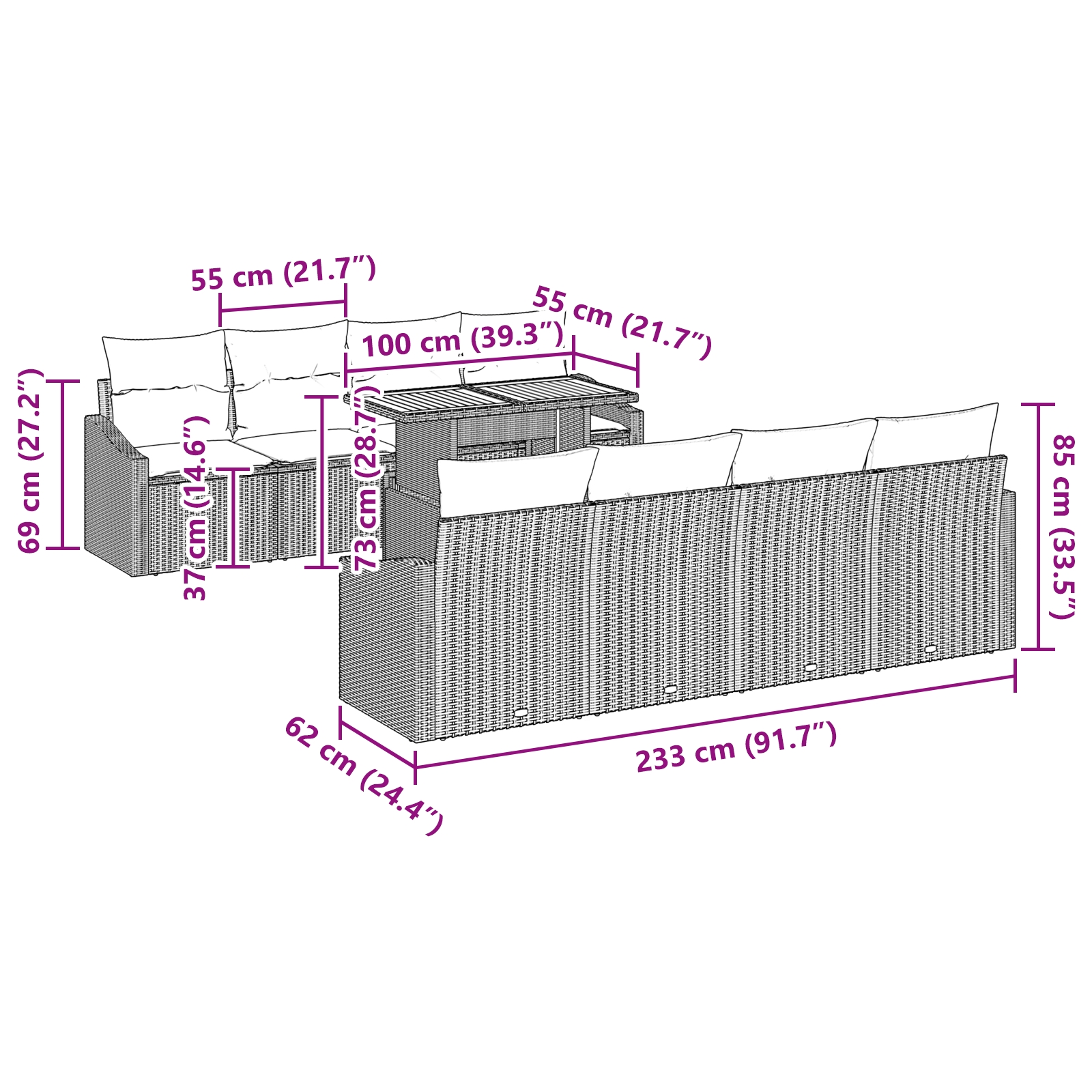 3358548 13 Set de canapele pentru grădină 9 pcs Bej Rattan poli Set de canapele pentru grădină 9 pcs Bej Rattan poli - imagine 13