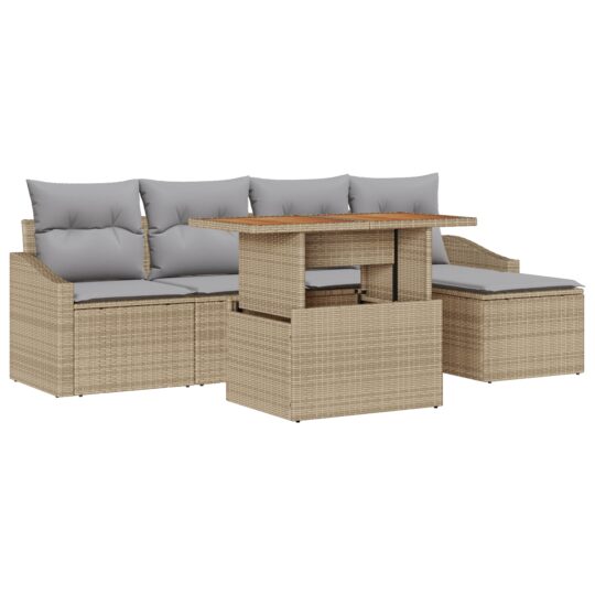 Alternative view of Set de canapele pentru grădină 6 pcs Bej Rattan poli