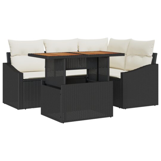 Alternative view of Set de canapele pentru grădină 5 pcs Negru Rattan poli