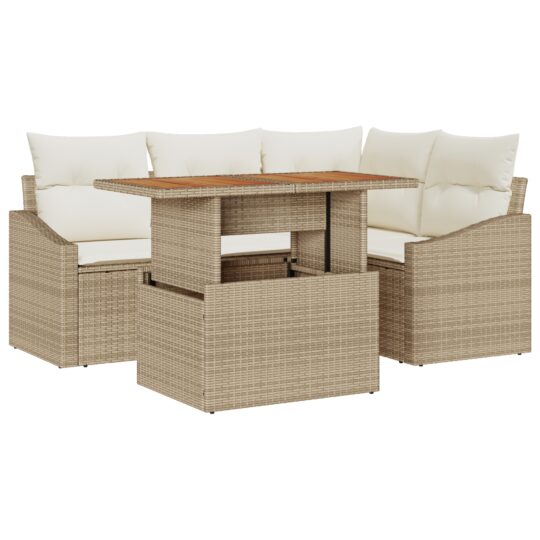 3358570 2 Set de canapele pentru grădină 5 pcs Bej Rattan poli 3358570 2
