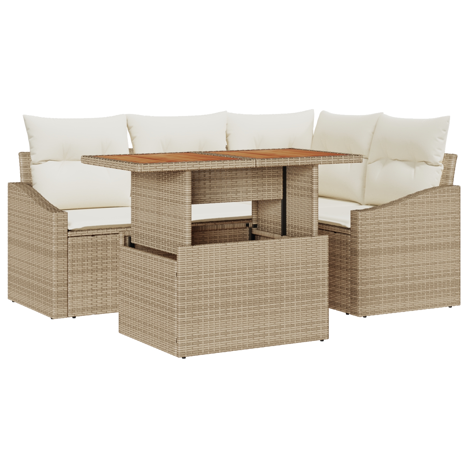 3358570 2 Set de canapele pentru grădină 5 pcs Bej Rattan poli Set de canapele pentru grădină 5 pcs Bej Rattan poli - imagine 2