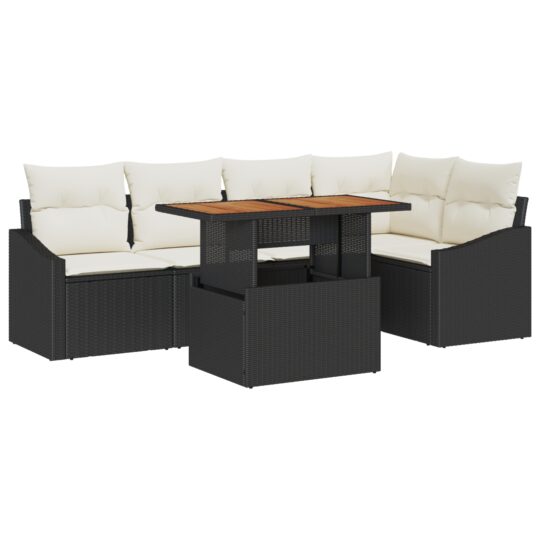 Alternative view of Set de canapele pentru grădină 6 pcs Negru Rattan poli