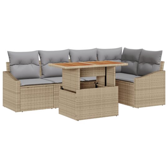 Alternative view of Set de canapele pentru grădină 6 pcs Bej Rattan poli