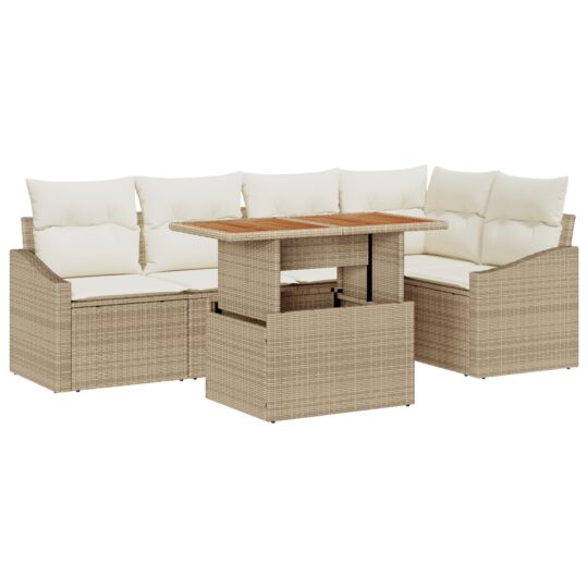 Alternative view of Set de canapele pentru grădină 6 pcs Bej Rattan poli