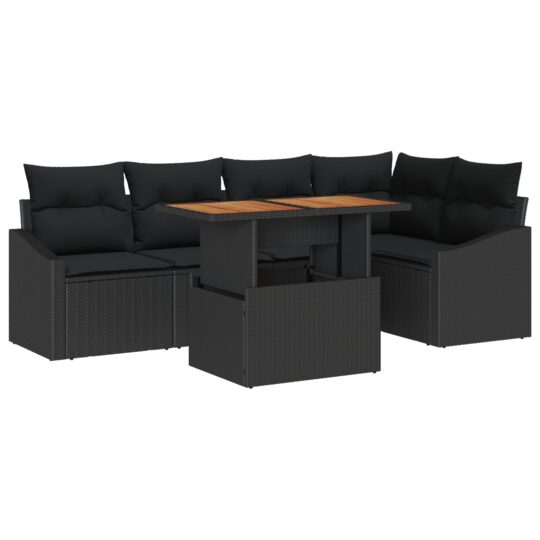 Alternative view of Set de canapele pentru grădină 6 pcs Negru Rattan poli