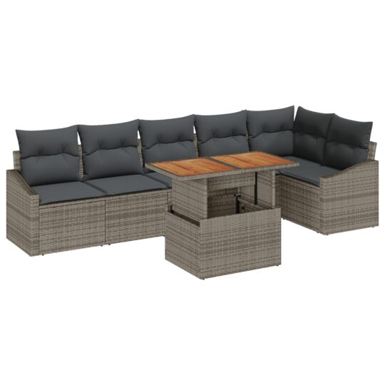 Alternative view of Set de canapele pentru grădină 7 pcs Gri Rattan poli