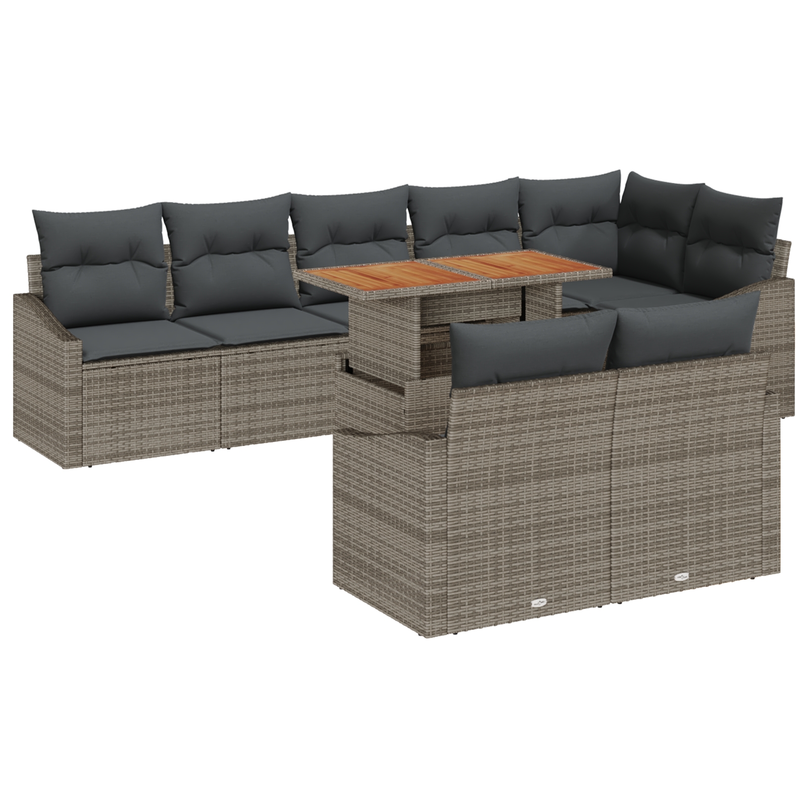 3358589 2 Set de canapele pentru grădină 9 pcs Gri Rattan poli Set de canapele pentru grădină 9 pcs Gri Rattan poli - imagine 2