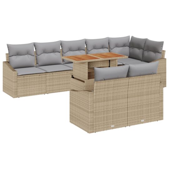 3358590 2 Set de canapele pentru grădină 9 pcs Bej Rattan poli 3358590 2