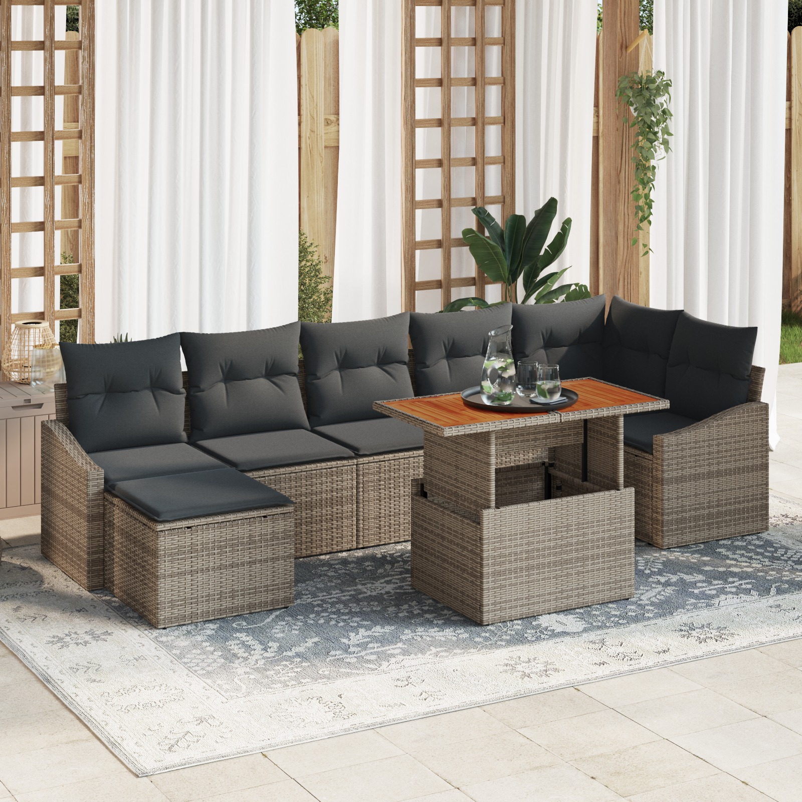 3358603 1 Set de canapele pentru grădină 8 pcs Gri Rattan poli Set de canapele pentru grădină 8 pcs Gri Rattan poli