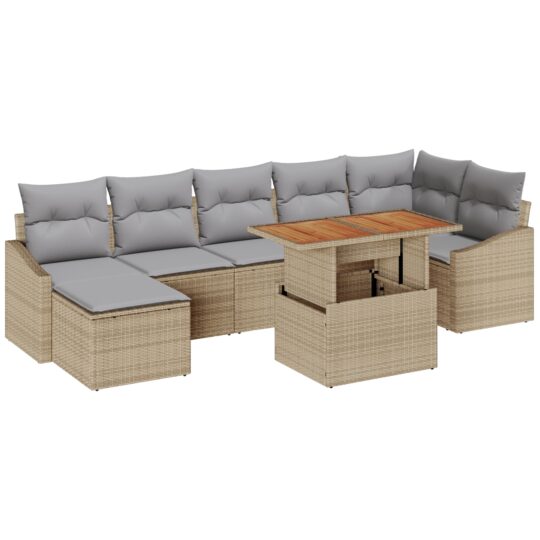 3358604 2 Set de canapele pentru grădină 8 pcs Bej Rattan poli 3358604 2