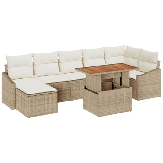 3358605 2 Set de canapele pentru grădină 8 pcs Bej Rattan poli 3358605 2