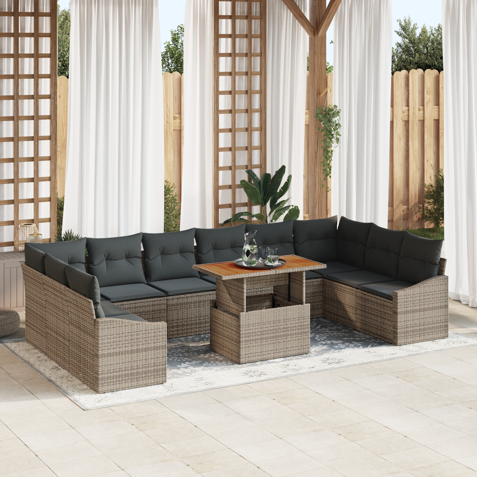 3358624 1 Set de canapele pentru grădină 11 pcs Gri Rattan poli Set de canapele pentru grădină 11 pcs Gri Rattan poli