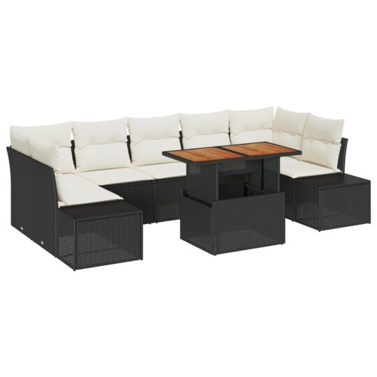 3358665 2 Set de canapele pentru grădină 8 pcs Negru Rattan poli 3358665 2