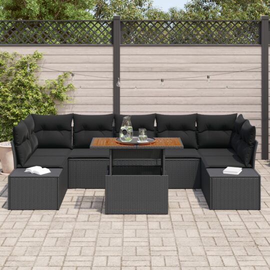 3358669 3 Set de canapele pentru grădină 8 pcs Negru Rattan poli 3358669 3