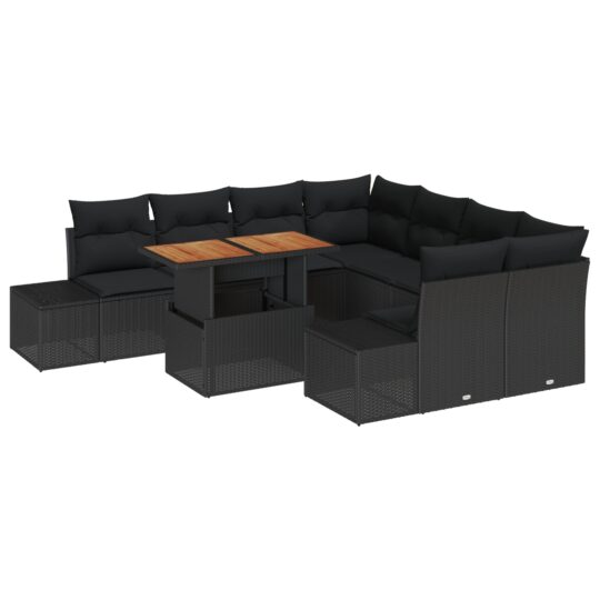 3358683 2 Set de canapele pentru grădină 9 pcs Negru Rattan poli 3358683 2