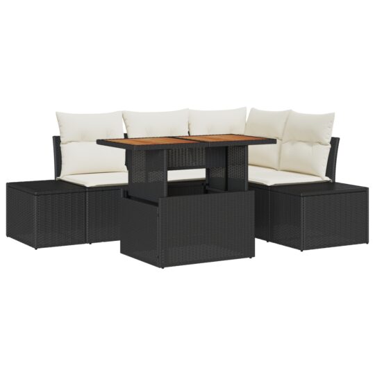 Alternative view of Set de canapele pentru grădină 5 pcs Negru Rattan poli