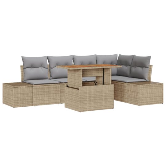 Alternative view of Set de canapele pentru grădină 6 pcs Bej Rattan poli