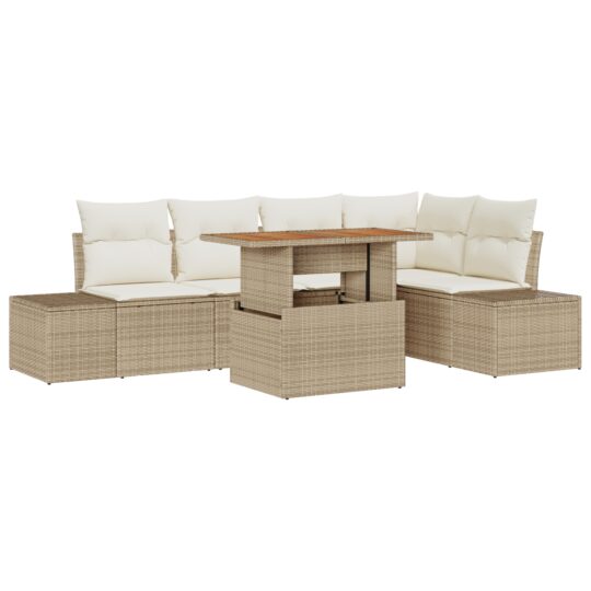 Alternative view of Set de canapele pentru grădină 6 pcs Bej Rattan poli
