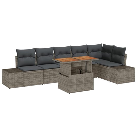 Alternative view of Set de canapele pentru grădină 7 pcs Gri Rattan poli