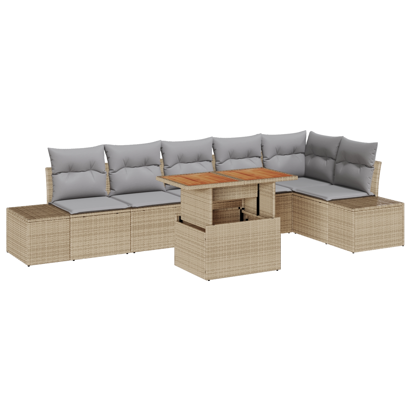 3358709 2 Set de canapele pentru grădină 7 pcs Bej Rattan poli Set de canapele pentru grădină 7 pcs Bej Rattan poli - imagine 2