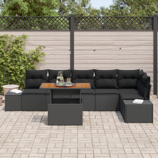 3358711 3 Set de canapele pentru grădină 7 pcs Negru Rattan poli 3358711 3