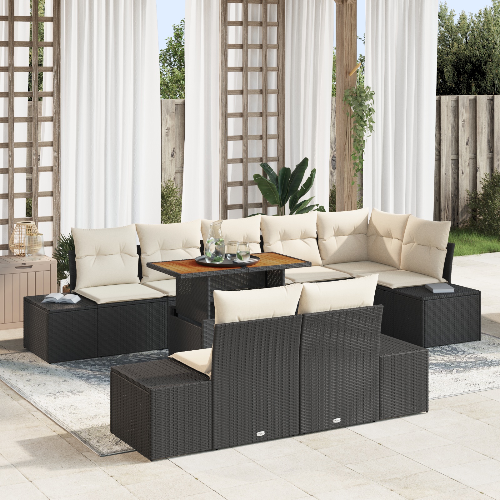 3358714 1 Set de canapele pentru grădină 9 pcs Negru Rattan poli Set de canapele pentru grădină 9 pcs Negru Rattan poli