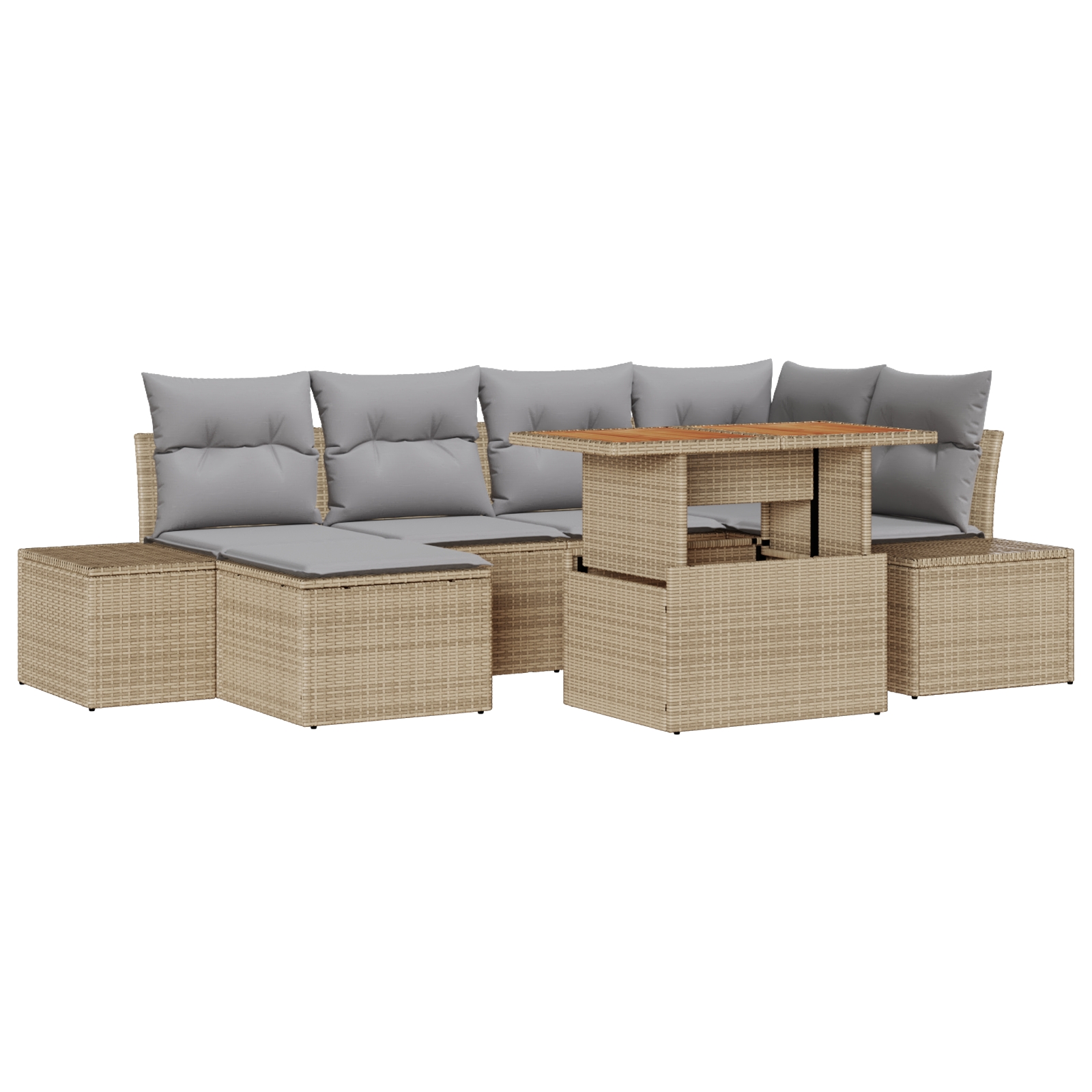 3358723 2 Set de canapele pentru grădină 7 pcs Bej Rattan poli Set de canapele pentru grădină 7 pcs Bej Rattan poli - imagine 2