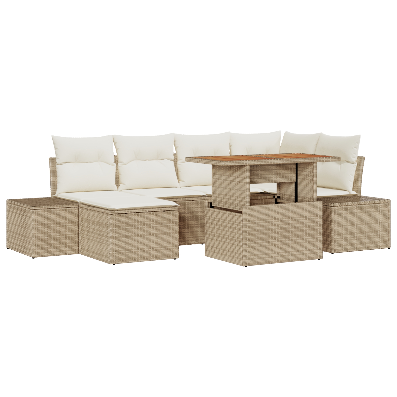 3358724 2 Set de canapele pentru grădină 7 pcs Bej Rattan poli Set de canapele pentru grădină 7 pcs Bej Rattan poli - imagine 2