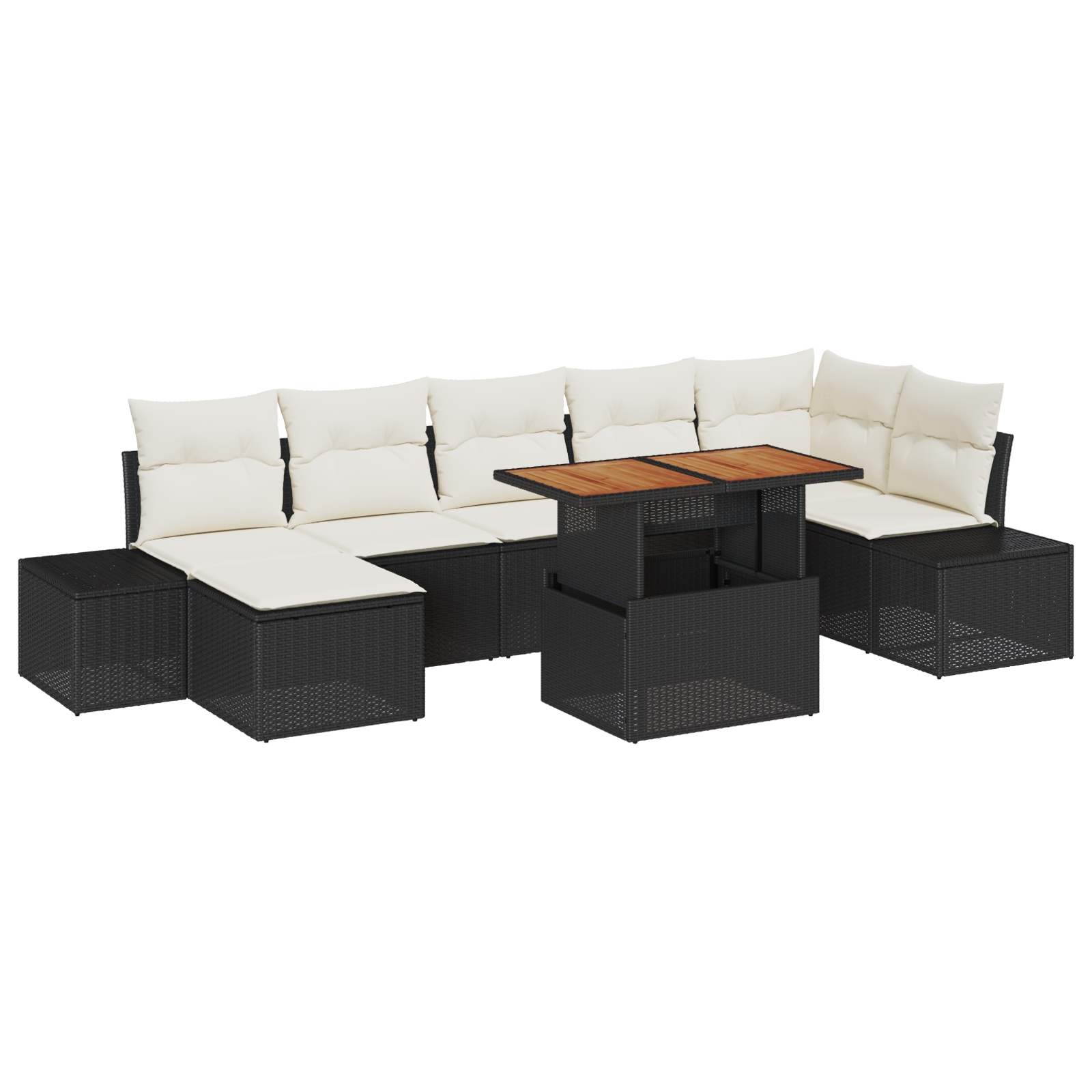 3358728 2 Set de canapele pentru grădină 8 pcs Negru Rattan poli Set de canapele pentru grădină 8 pcs Negru Rattan poli - imagine 2