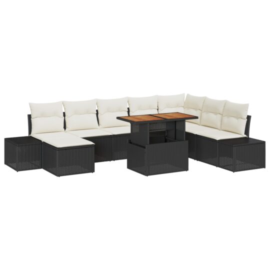 3358735 2 Set de canapele pentru grădină 9 pcs Negru Rattan poli 3358735 2