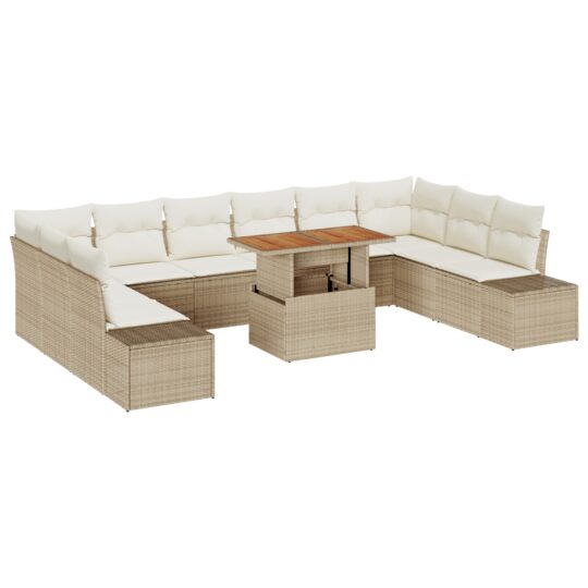 3358752 2 Set de canapele pentru grădină 11 pcs Bej Rattan poli 3358752 2