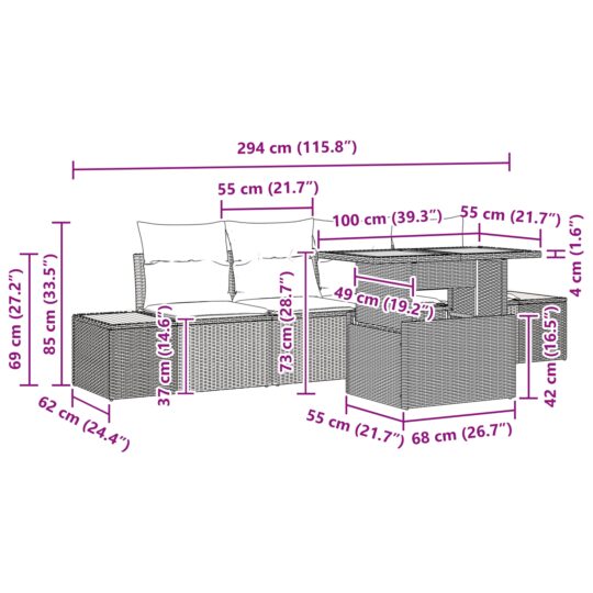 3358757 13 Set de canapele pentru grădină 5 pcs Negru Rattan poli 3358757 13