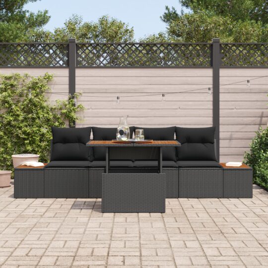 3358757 3 Set de canapele pentru grădină 5 pcs Negru Rattan poli 3358757 3