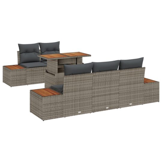 Alternative view of Set de canapele pentru grădină 6 pcs Gri Rattan poli