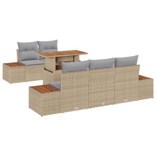 Alternative view of Set de canapele pentru grădină 6 pcs Bej Rattan poli