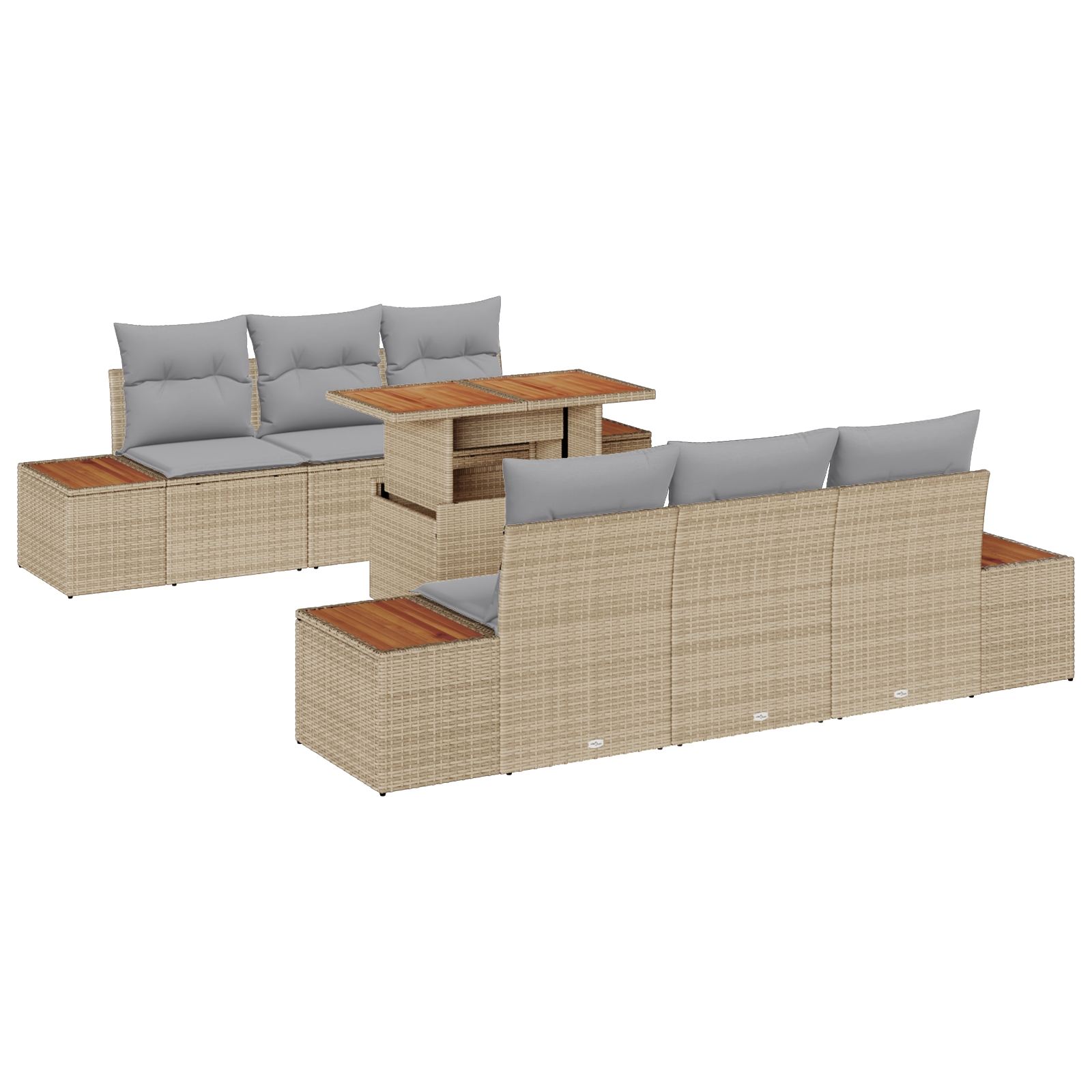 3358769 2 Set de canapele pentru grădină 7 pcs Bej Rattan poli Set de canapele pentru grădină 7 pcs Bej Rattan poli - imagine 2