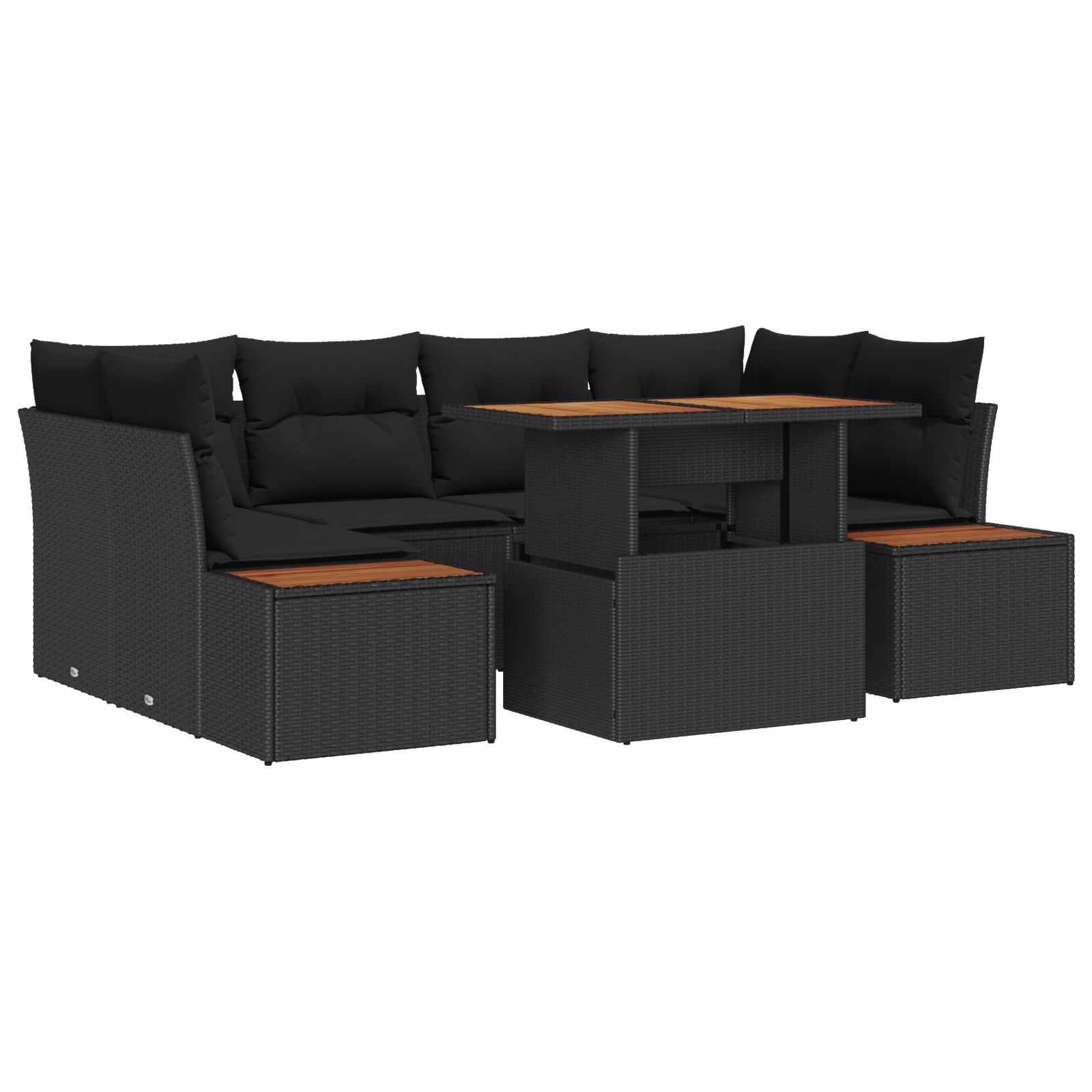 3358772 2 Set de canapele pentru grădină 7 pcs Negru Rattan poli Set de canapele pentru grădină 7 pcs Negru Rattan poli - imagine 2