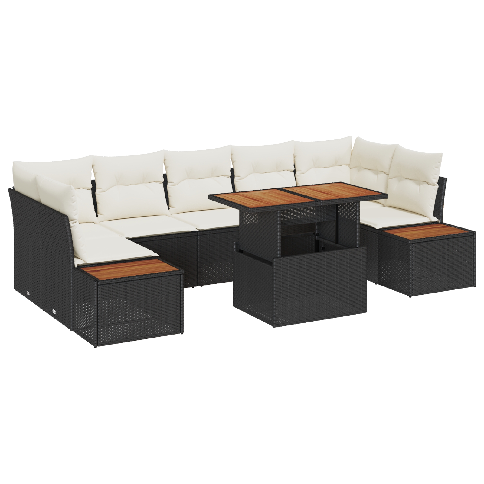3358781 2 Set de canapele pentru grădină 8 pcs Negru Rattan poli Set de canapele pentru grădină 8 pcs Negru Rattan poli - imagine 2