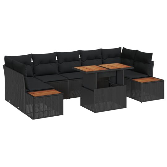 3358782 2 Set de canapele pentru grădină 8 pcs Negru Rattan poli 3358782 2