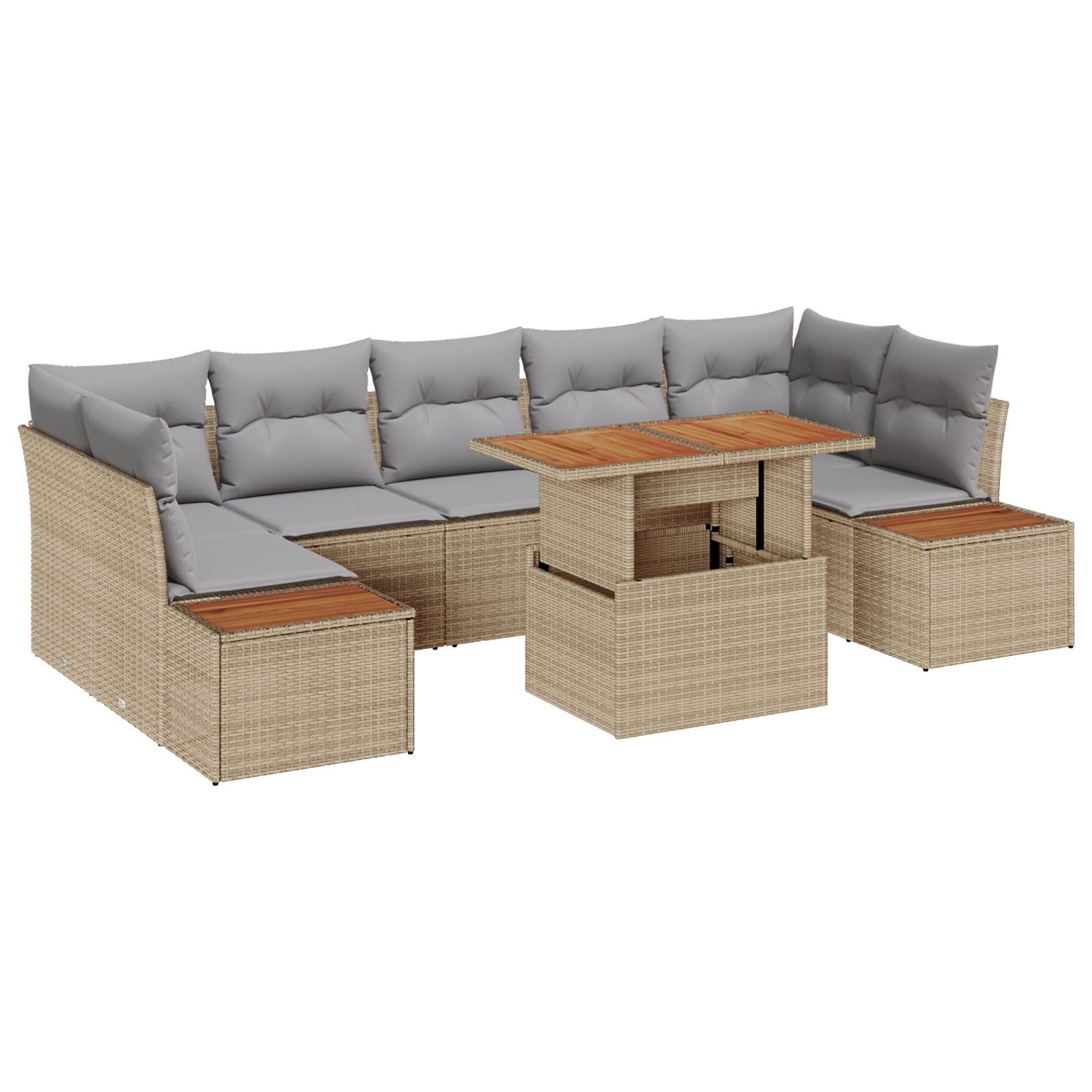 3358784 2 Set de canapele pentru grădină 8 pcs Bej Rattan poli Set de canapele pentru grădină 8 pcs Bej Rattan poli - imagine 2