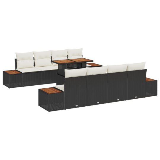 Alternative view of Set de canapele pentru grădină 9 pcs Negru Rattan poli