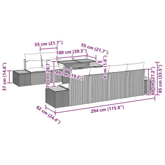 3358787 13 Set de canapele pentru grădină 9 pcs Negru Rattan poli 3358787 13