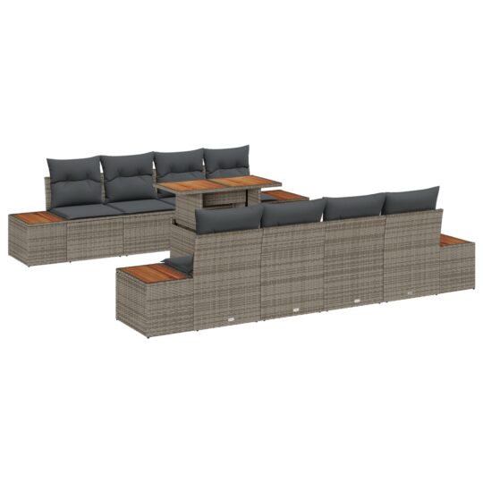3358788 2 Set de canapele pentru grădină 9 pcs Gri Rattan poli 3358788 2