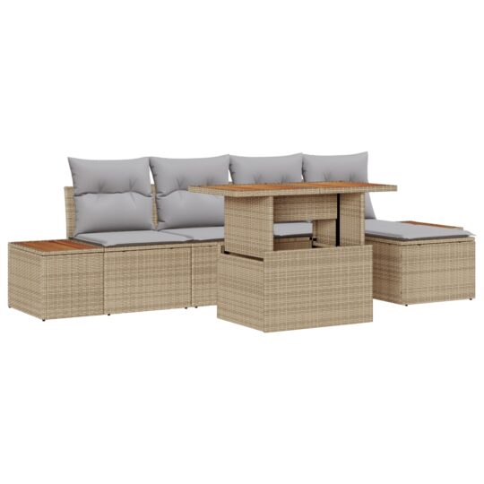 Alternative view of Set de canapele pentru grădină 6 pcs Bej Rattan poli