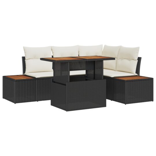 Alternative view of Set de canapele pentru grădină 5 pcs Negru Rattan poli