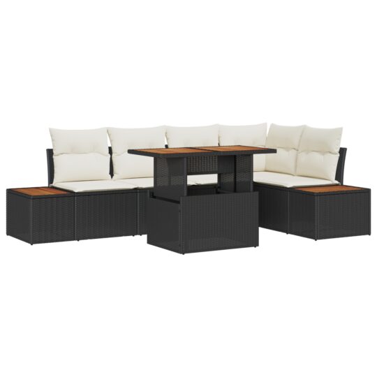 Alternative view of Set de canapele pentru grădină 6 pcs Negru Rattan poli
