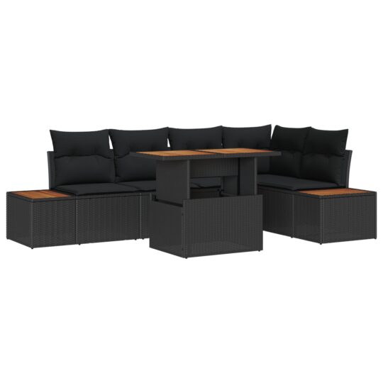 Alternative view of Set de canapele pentru grădină 6 pcs Negru Rattan poli